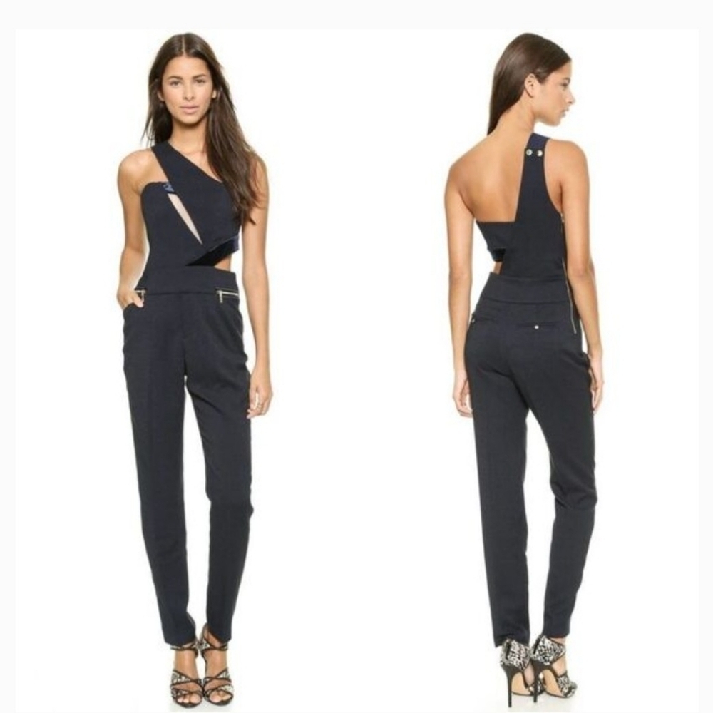 Three Floor Blue Tweed Cut Out Jumpsuit Size 2 (XXS)